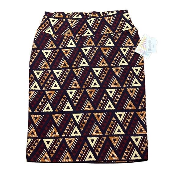 NWT LuLaRoe Black And Tan Geometric Print Straight Cassie Skirt, Size S, NWT - Picture 1 of 6